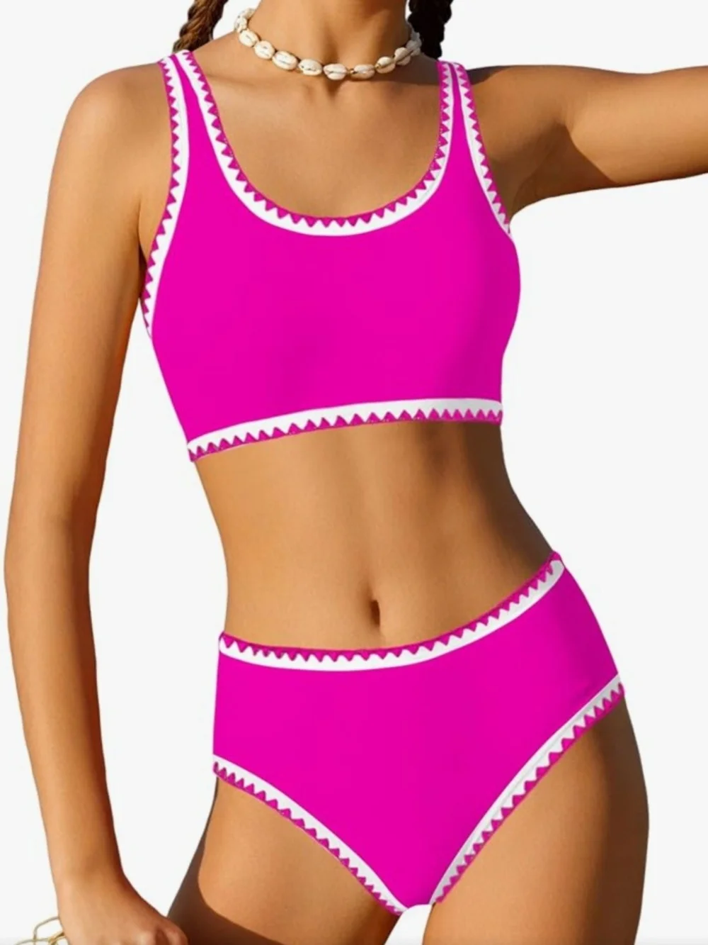 Hot Pink Girls' Two-Piece High-Waist Swim Bikini. Size 10/11 Years. NWOT.